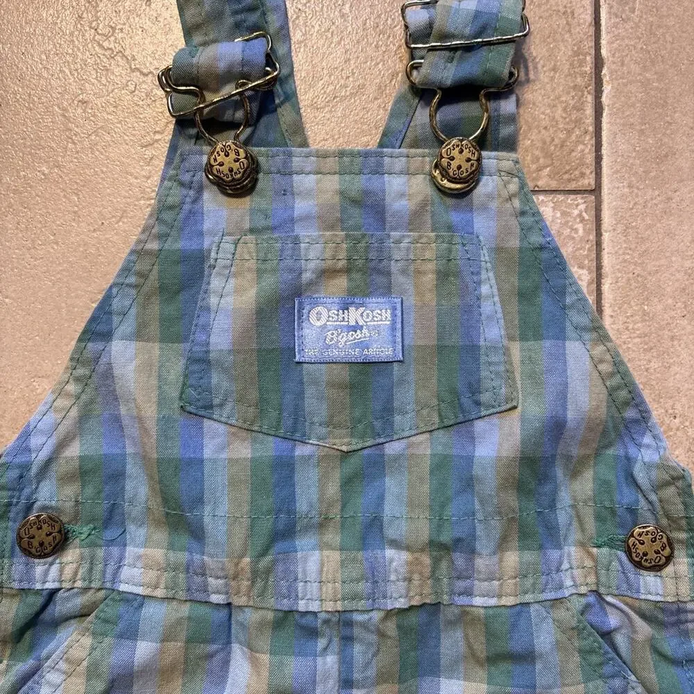 Vtg OshKosh Bgosh Made in USA Overalls Bundle Lot Plaid Jumper Dress 18M 3T 4T